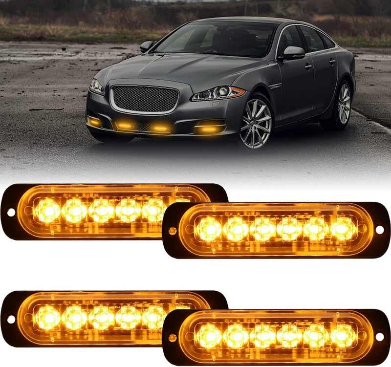 XTAUTO XT AUTO 4pcs Amber LED Emergency Strobe Light Bar - Image 1
