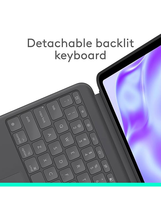 Logitech Combo Touch iPad Pro 13-inch (M4)(2024) Keyboard Case - Detachable backlit keyboard with kickstand, comfortable typing, multi-use mode, QWERTY UK English Layout - Graphite - Image 3