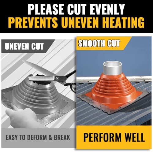 VIVIDA #3 Silicone Metal Roof Pipe Boot, High Temp Flexible Roof Jack Vent Boot for Pipe OD 1/4" to 5", Screws & Hex Socket Included, Square Base, Red, 1 Pack - Image 3