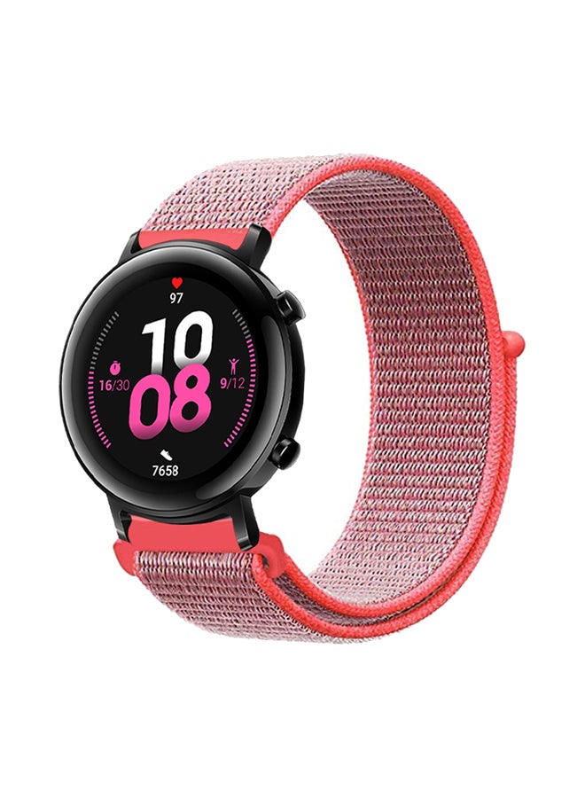 بيرفيي سوار بديل مصنوع على شكل حلقة من النايلون خاص لساعة هواوي GT 2 وردي فاقع