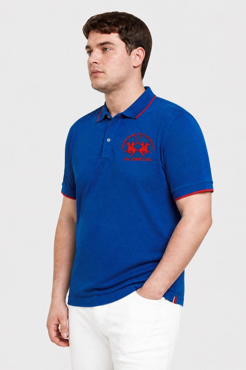 La Martina Men Regular Fit Embroidered Logo Long Sleeve Polo Shirt, Blue - Image 3