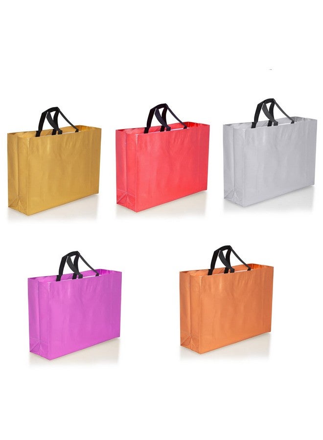 Drapme Large Size Pack of 30 Pcs Glossy Metallic Laminated Non-Woven Reusable Eco-Friendly Party Return Gift Bags (Mix) (Large 17x12x5 Inch) - Image 1