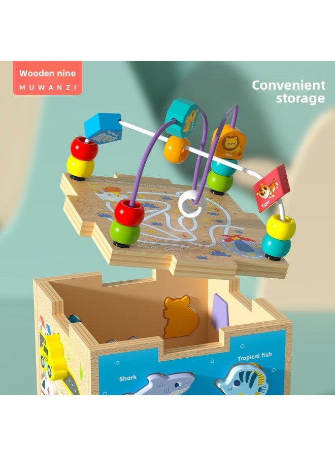 Children's Wooden Multifunctional Shape Matching Treasure Box Early Education Intelligence Matching Scene Puzzle Around Beads Intelligence Box-Color:MWZ -- Intelligence Box Around The Bead Frame  - Image 5
