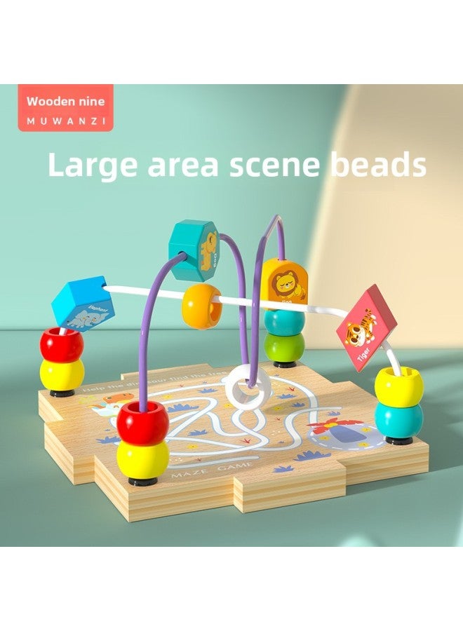 Children's Wooden Multifunctional Shape Matching Treasure Box Early Education Intelligence Matching Scene Puzzle Around Beads Intelligence Box-Color:MWZ -- Intelligence Box Around The Bead Frame  - Image 3