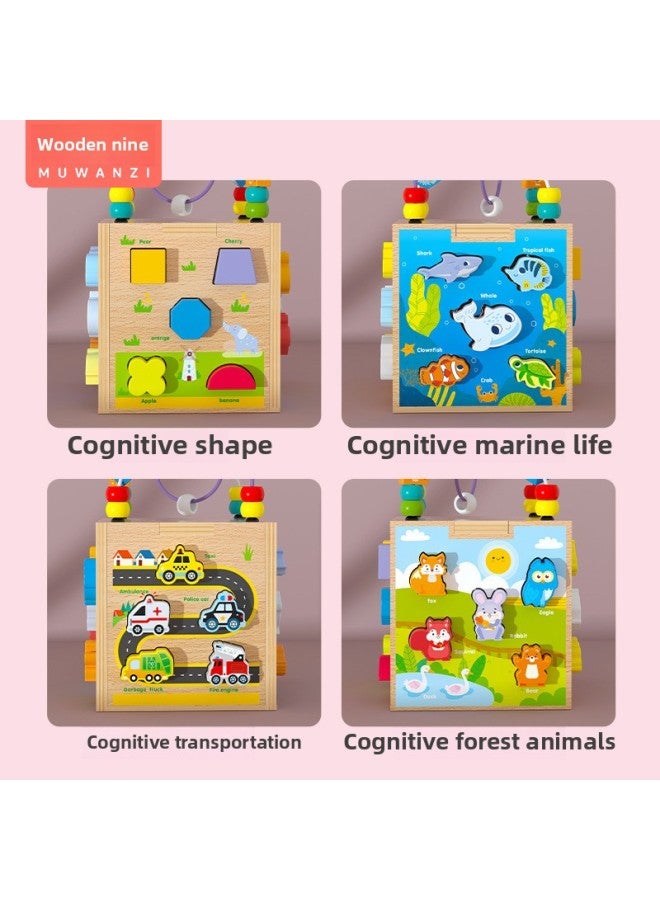 Children's Wooden Multifunctional Shape Matching Treasure Box Early Education Intelligence Matching Scene Puzzle Around Beads Intelligence Box-Color:MWZ -- Intelligence Box Around The Bead Frame  - Image 4