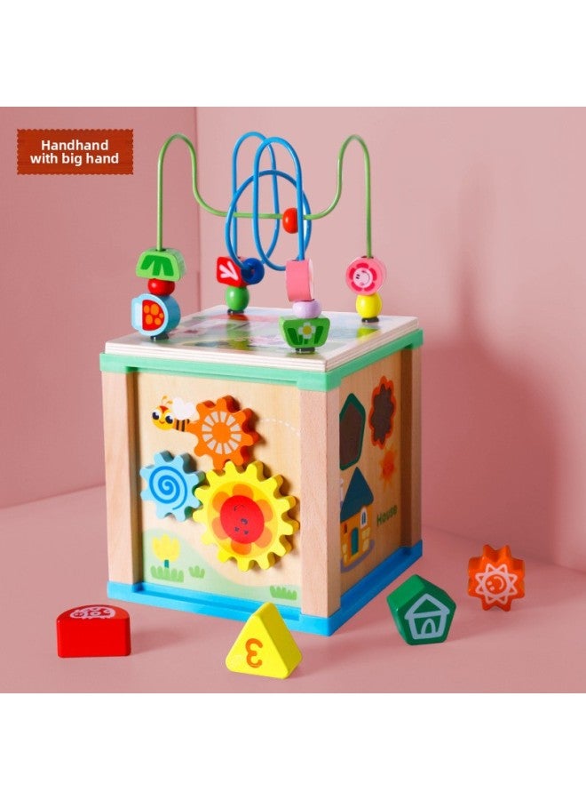 Children's Wooden Multifunctional Shape Matching Treasure Box Early Education Intelligence Matching Scene Puzzle Around Beads Intelligence Box-Color:MWZ -- Intelligence Box Around The Bead Frame  - Image 1