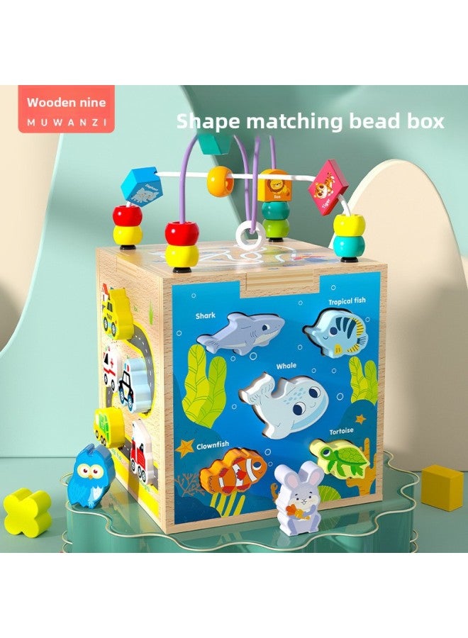 Children's Wooden Multifunctional Shape Matching Treasure Box Early Education Intelligence Matching Scene Puzzle Around Beads Intelligence Box-Color:MWZ -- Intelligence Box Around The Bead Frame  - Image 2