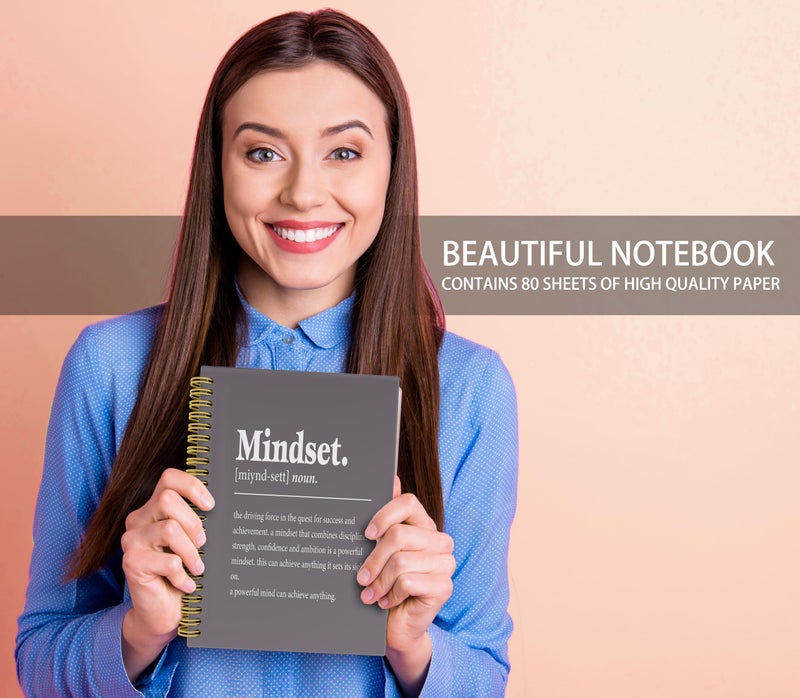 Knibeo Mindset Inspirational Notebooks Journal - Notebooks for School, 5.5Ã—8.3 Inch Inspirational Spiral Bound Notebook with 164 Pages, College School Supplies(Medium Grey) - Image 2