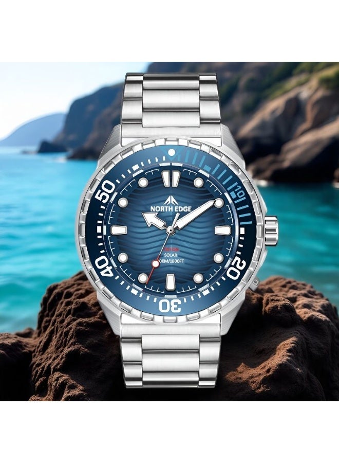 NORTH EDGE Kinetic-powered watch with 316 stainless steel case, water-resistant up to 300 meters, for men with extremely long battery life. - Image 1