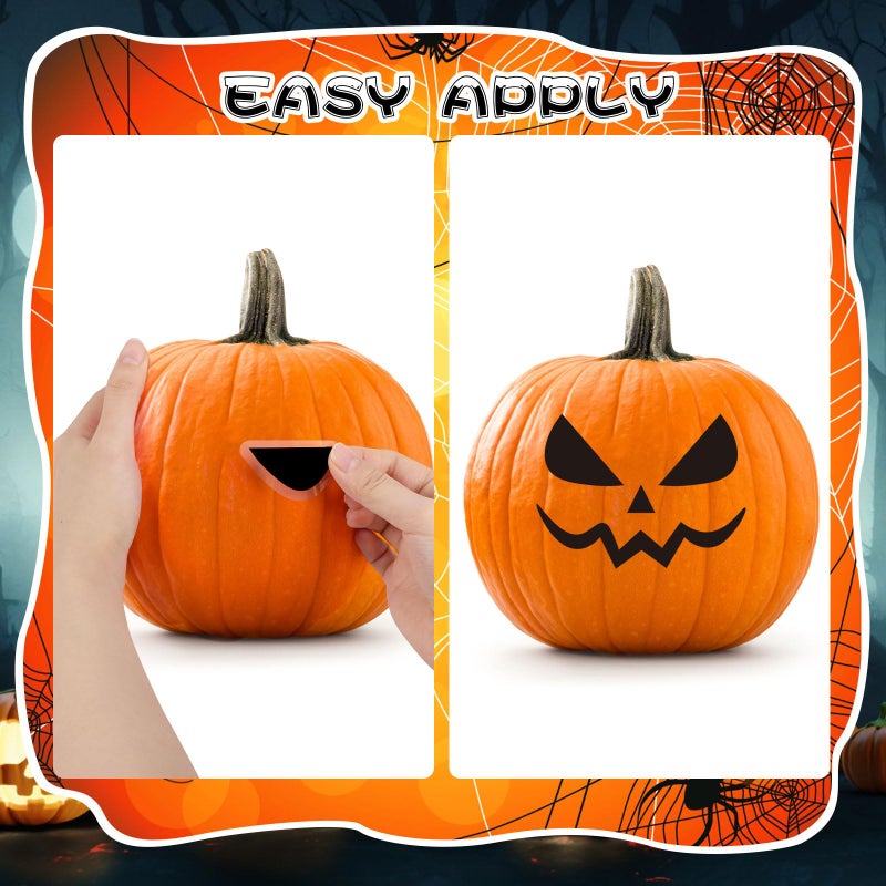 سساين CCINEE Halloween ملصقات وجه اليقطين ملصقات تزيين اليقطين وجه الشبح الأسود يتمسك بزخارف جاك أو فانوس لخدعة أو علاج هدايا الحفلات ديكورات الهالوين 18 ورقة - Image 4