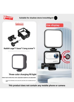 Suitable For Shadow Stone Insta360go3/3S Rabbit Cage Thumb Camera Protective Cover Anti-fall Heat Dissipation Protective Shell Accessories-Product Color:[suitable For Go3/3s] Rabbit Cage + Fill Light