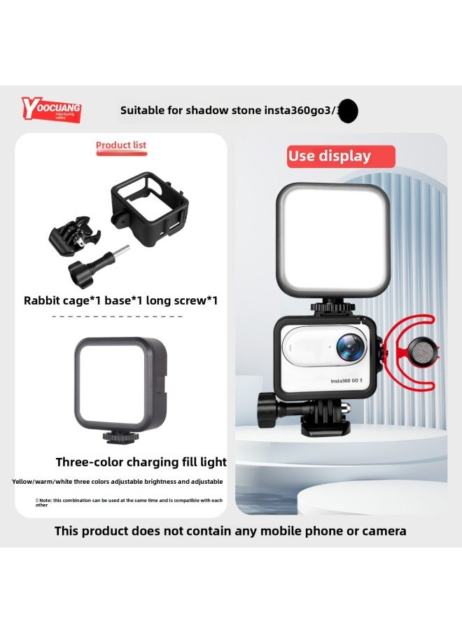 Generic - Suitable For Shadow Stone Insta360go3/3S Rabbit Cage Thumb Camera Protective Cover Anti-fall Heat Dissipation Protective Shell Accessories-Product Color:[suitable For Go3/3s] Rabbit Cage + Fill Light - Image 1