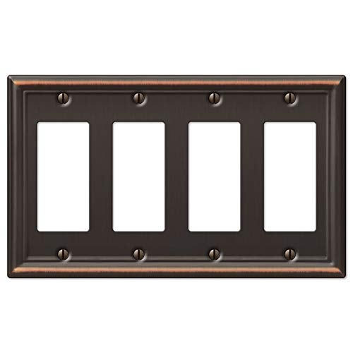 Amerelle 149R4DB Chelsea Wallplate, 4 Rocker, Steel, Aged Bronze, 1-Pack - Image 1