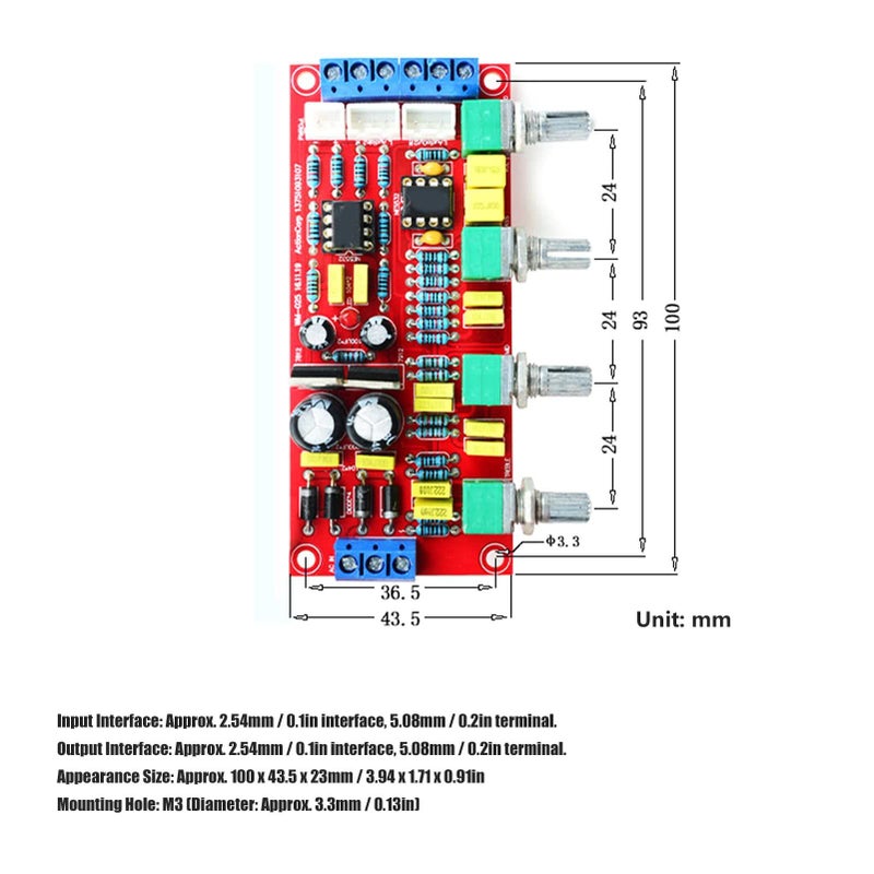 لوحة نغمة HIFI NE5532 مكبر صوتي مسبق مع عناصر تحكم في الجهير والمتوسط والمرتفع - Image 4