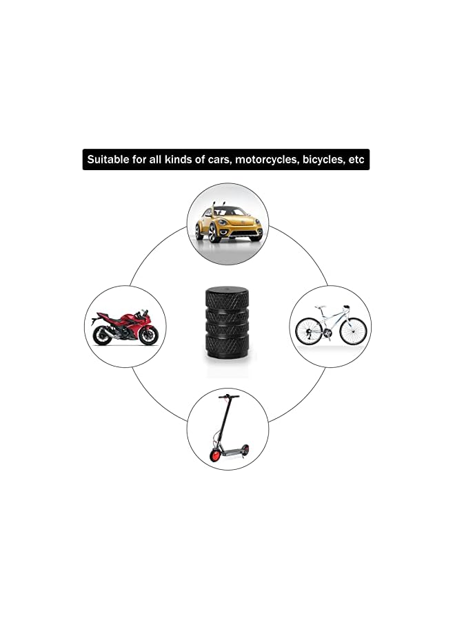 S-TOP 12PCS Tire Valve Stem Caps, Car Exterior Accessories, Aluminum Alloy Valve Cover Universal for Cars, Trucks, Motorcycles and Bicycles (Black) - Image 2