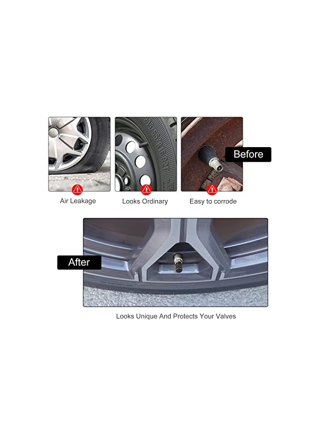 S-TOP 12PCS Tire Valve Stem Caps, Car Exterior Accessories, Aluminum Alloy Valve Cover Universal for Cars, Trucks, Motorcycles and Bicycles (Black) - Image 3