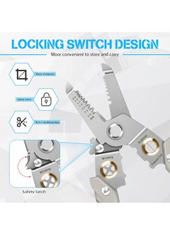 JAMUNESH ENTERPRISE JAMUNESH ENTERPRISE 6 In 1 Multifunction Electrician Wire Plier Tool Electrical Wire Strippers Wire Splitting Pliers Stainless Steel Electrical Stripping Tool Cable Stripping Cutting and Crimping  - Image 3