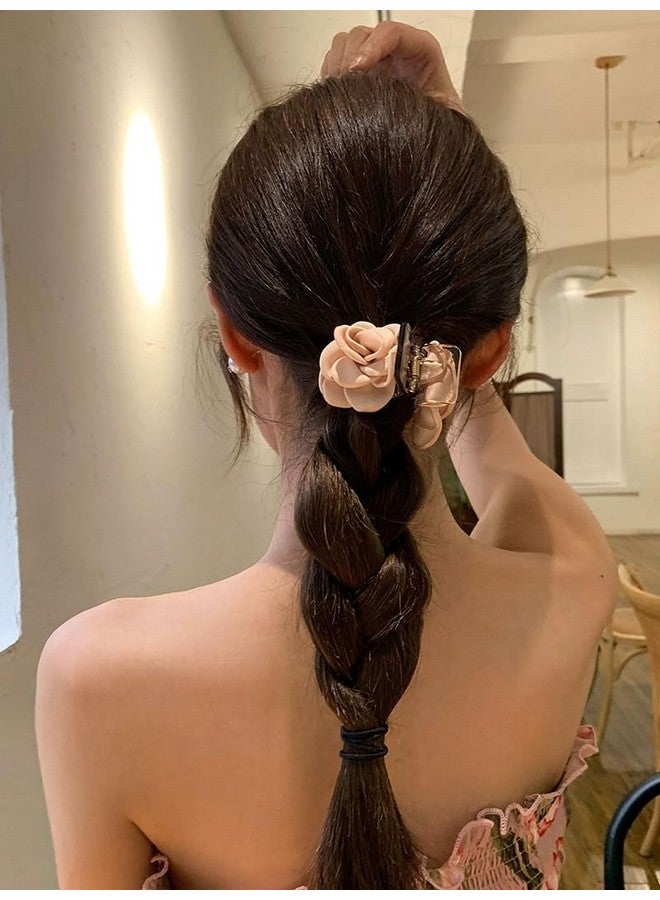 Agirlvct 3 Pack Flower Hair Clip Medium, Small Camellia Claw Clips for High Ponytail,Hair Clips Travel Beach Holiday Birthday Gift for Mother Girl Thick Thin Long Hair(Pink Champagne White) - Image 5