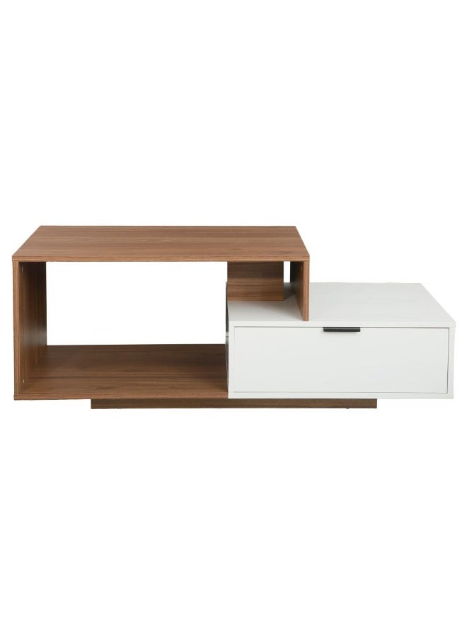 DANUBE HOME طاولة قهوة إكرين مع درج - أثاث غرفة معيشة أنيق من الجوز/الأبيض، خشب مهندَس، تشطيب ميلامين، مثالية للمساحات الحديثة - الحجم: L120xW60xH45cm - Image 4