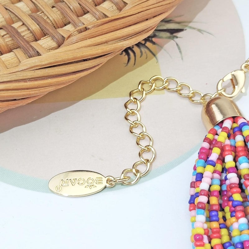 Bocar Multi Layer Chunky Bib Statement Seed Beads Cluster Collar Necklace for Women Gift (NK-10351) - Image 5
