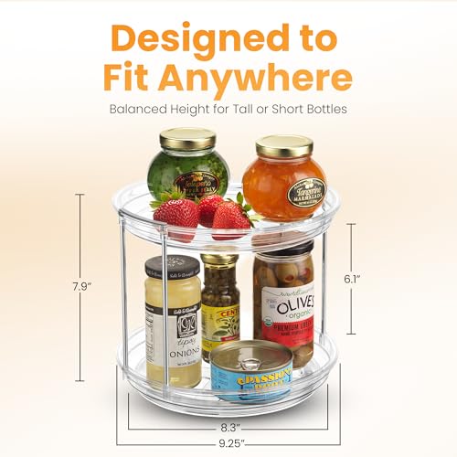 Oizeir Clear Two Tier Lazy Susan Organizer 2Pack Rotating Spice Rack Turntable for Kitchen Cabinet Countertop Bathroom or Dining Table Spinning Carousel Racks for Counter and Pantry Cabinet Storage - Image 3