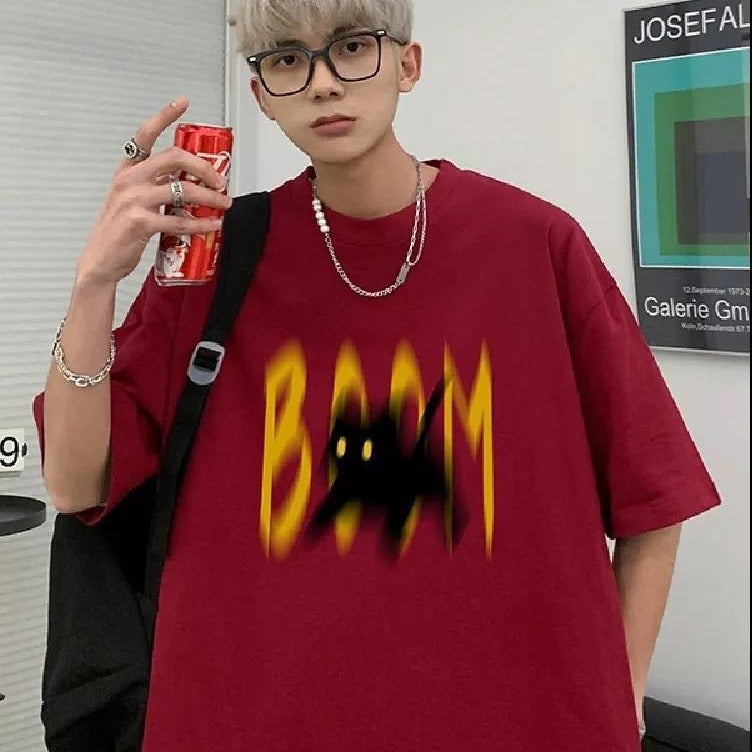 2024 Cotton Men'S Short-Sleeved T-Shirt American Retro Printed Heavy Design Sense Niche Half-Sleeved Body - Image 2