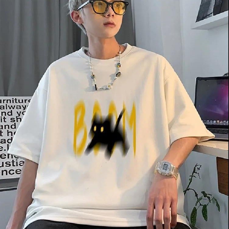 2024 Cotton Men'S Short-Sleeved T-Shirt American Retro Printed Heavy Design Sense Niche Half-Sleeved Body - Image 5