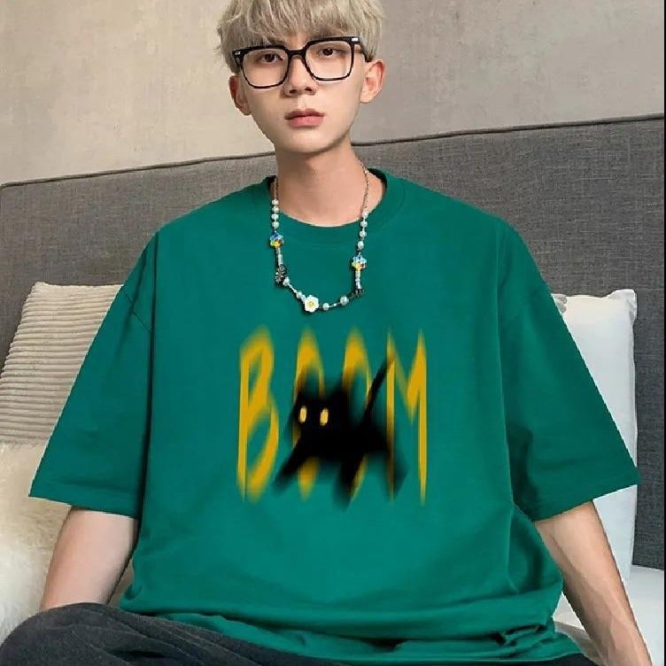 2024 Cotton Men'S Short-Sleeved T-Shirt American Retro Printed Heavy Design Sense Niche Half-Sleeved Body - Image 4
