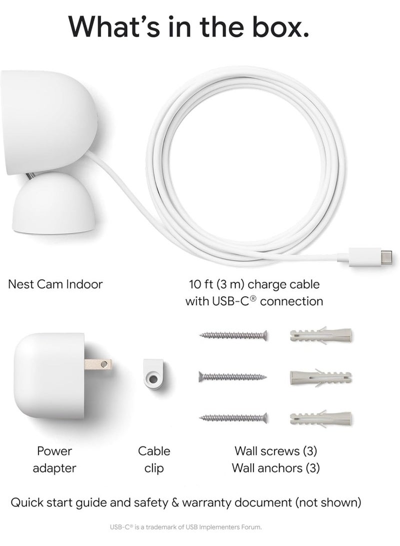 Google Nest Cam Indoor (Wired, 3rd Gen) Surveillance Camera with 2K Video and Gemini, Night Vision, 2-Way Audio, Works with Google Home, Model 2025, Snow - Image 4