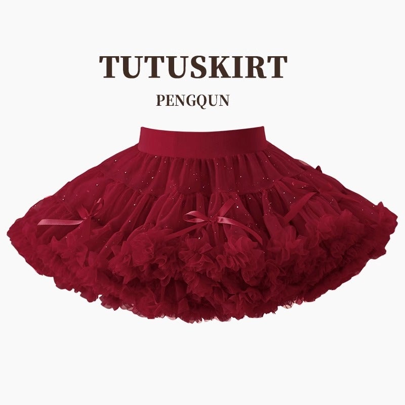Girl'S Christmas Sparkling Tutu Skirt 2024 Women'S Red And Green Sequin Skirt Rabbit Skirt Baby Puff Skirt - Image 2