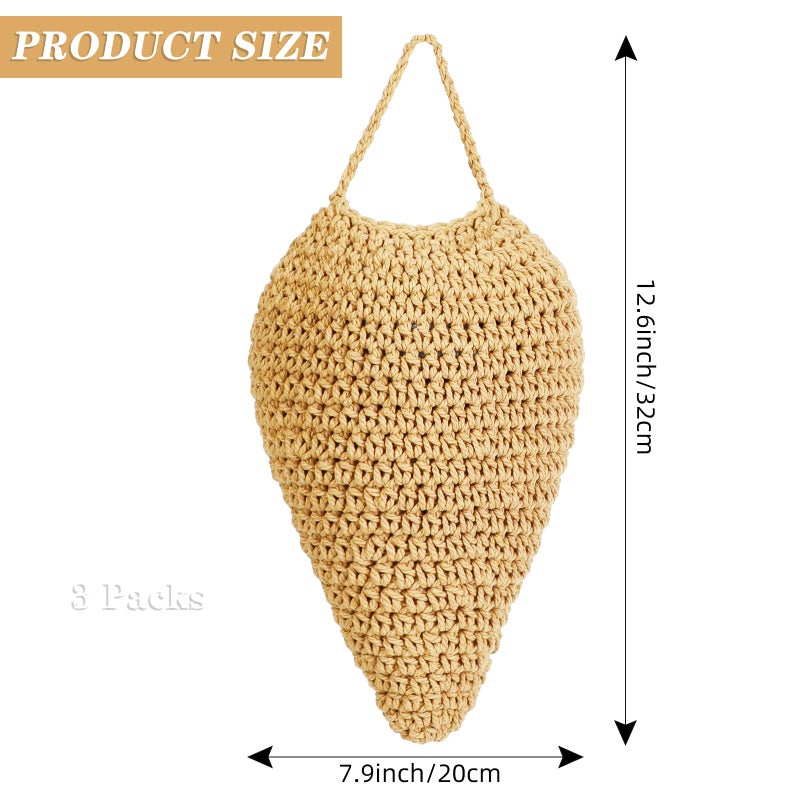 WBCBEC 3 Pack Large Crochet Wasp Nest Decoys, Faux Wasp Nest Deterrent for Outdoor Hanging for Wasps Hornets, Hornets Nest Decoy Decoration for Patio and Eaves, Beige - Image 2