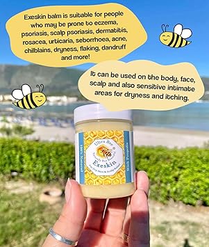 Ultra bee 100 Natural Exeskin Balm 200ml Soothes Dry Sensitive Skin and Dry Itchy Scalp Also Suitable for People Prone to Eczema Psoriasis Dermatitis Rosacea - Image 4