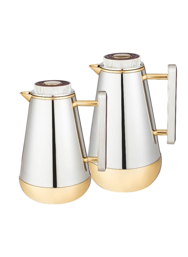 السيف  طقم ترامس ليليا من السيف – نيكل لامع بلمسة خشبية فاخرة (1.3 لتر + 0.75 لتر) ✨ - Image 2