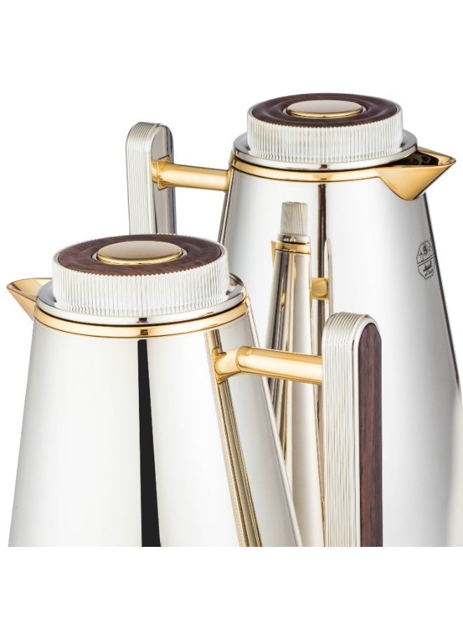 السيف  طقم ترامس ليليا من السيف – نيكل لامع بلمسة خشبية فاخرة (1.3 لتر + 0.75 لتر) ✨ - Image 4