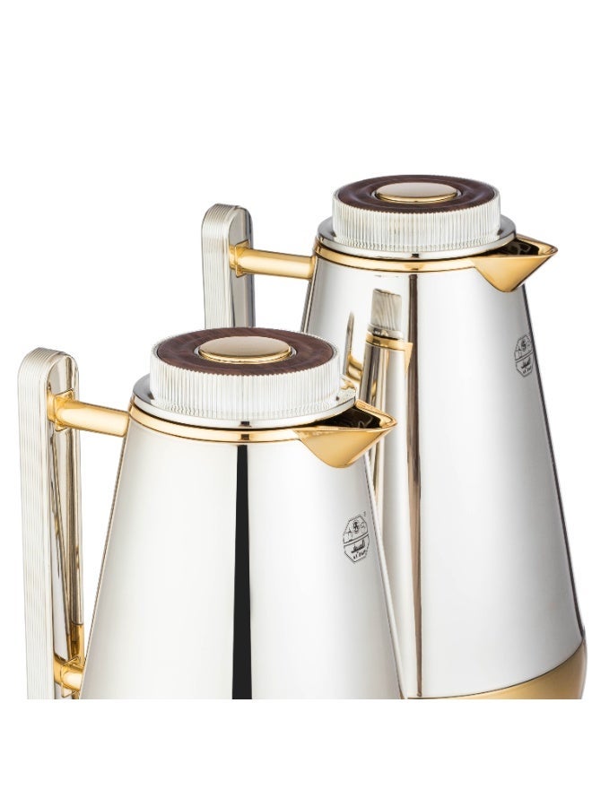 السيف  طقم ترامس ليليا من السيف – نيكل لامع بلمسة خشبية فاخرة (1.3 لتر + 0.75 لتر) ✨ - Image 3