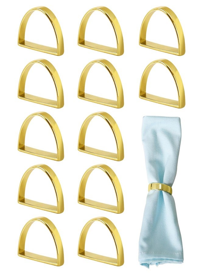 Wonlex Gold Napkin Rings Set of 12, Modernist Semicircle Napkin Ring Holder for Wedding, Banquet, Metallic Adornment for Table Settings, Xmas Theme Party, Dinner - Image 1