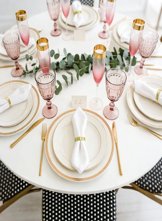 Wonlex Gold Napkin Rings Set of 12, Modernist Semicircle Napkin Ring Holder for Wedding, Banquet, Metallic Adornment for Table Settings, Xmas Theme Party, Dinner - Image 5
