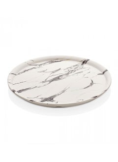 KULSAN Round white marble melamine serving plate 35 cm 