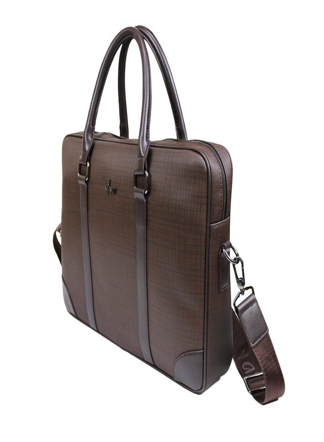 Viva 16" Laptop/Macbook Bag for Men | Office Bag | Briefcase | Laptop Messenger Bag with Shoulder Straps (Brown) - Image 3