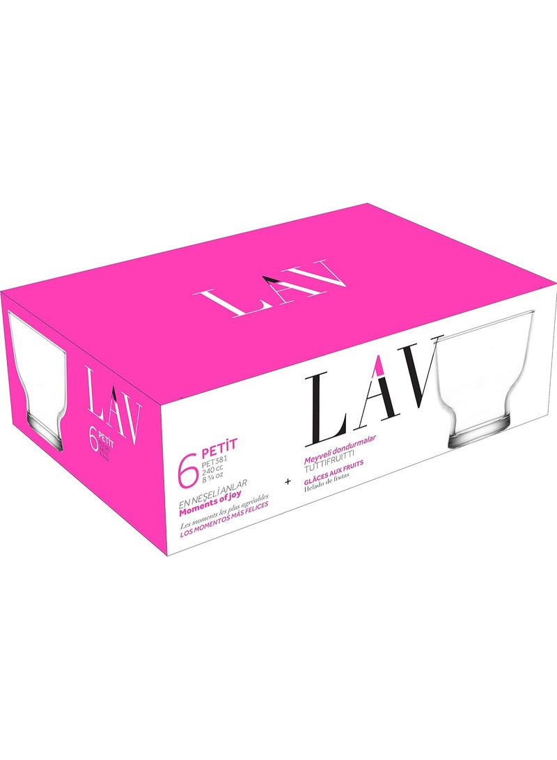 LAV Petit Ice Cream Cup 6 Piece Set Clear 240 ML - Image 1