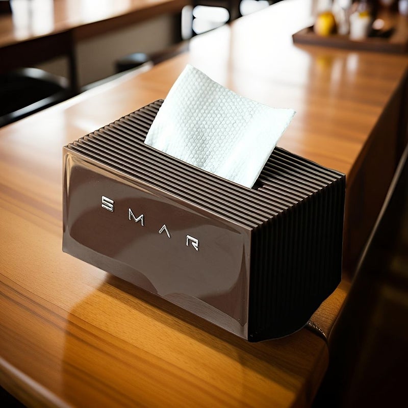 Light Luxury Brown Tissue Box Holder Large Capacity Storage Organizer With Lid - Image 5