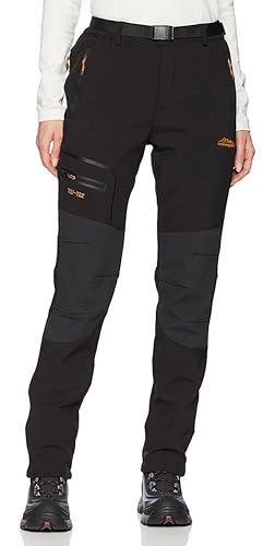 BenBoy Women's Outdoor Waterproof Windproof Fleece Slim Cargo Snow Ski Hiking Pants,Black Small - Image 1