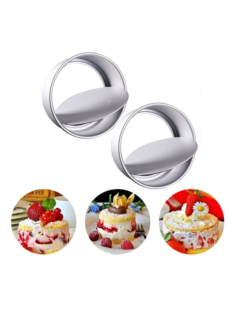 2 Pack 8 inch Non-Stick Deep Aluminum Round Cake Pan with Removable Bottom Round Cake Tin Set - Image 1