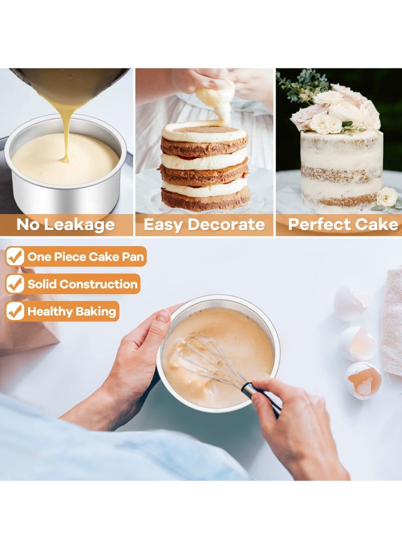 2 Pack 8 inch Non-Stick Deep Aluminum Round Cake Pan with Removable Bottom Round Cake Tin Set - Image 2