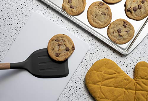 Country Kitchen طقم أدوات مطبخ غير لاصقة من السيليكون مع مقابض خشبية مدورة للطهي والخبز، 6 قطع، أسود - Image 5