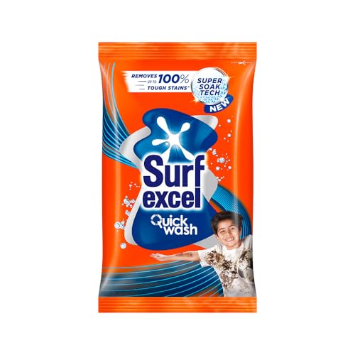 Surf Excel Quick Wash Detergent Powder 2 Kg, Washing Powder With Lemon & Bleach To Remove Tough Stains On Clothes - Bucket & Machine Wash, 1 Count - Image 1