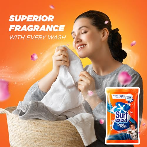 Surf Excel Quick Wash Detergent Powder 2 Kg, Washing Powder With Lemon & Bleach To Remove Tough Stains On Clothes - Bucket & Machine Wash, 1 Count - Image 5