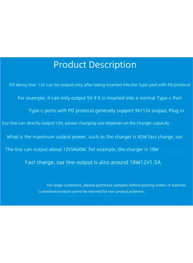 Pdtypec To Dc Round Port 5521 Laptop Charging Cable Pd Trigger Line High Power 20v 120w Digital Computer Power Supply Line-Color:PD Decoy Line 【15V】 0.4 M 3A - Image 3