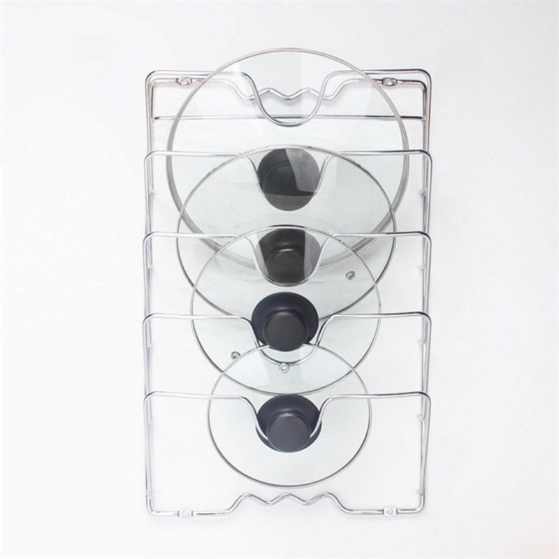 Pot Lid Rack: 5-Layer Stainless Steel Wall Mount - Space-Saving U-Shaped Groove Organizing Slot for Kitchen Cabinet Door - Image 2