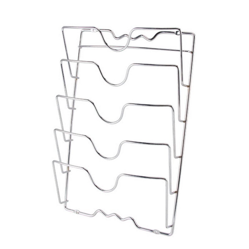Pot Lid Rack: 5-Layer Stainless Steel Wall Mount - Space-Saving U-Shaped Groove Organizing Slot for Kitchen Cabinet Door - Image 1